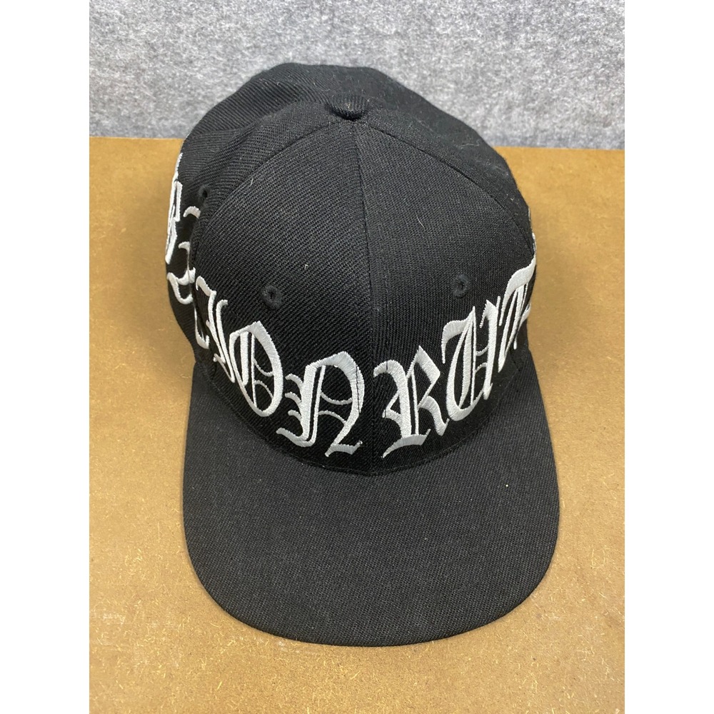 Ninth Hall Mens Ambition Ruthless Snapback Hat Black White Gothic Font Cap